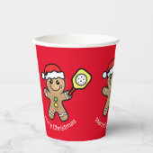 ピクルボールジンジャーブレッドカスタムボーイ文字赤 紙コップ (正面)