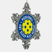 ピクルボールスポーツクリスマスツリーオーナメントギフト スノーフレークピューターオーナメント (左)