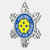 ピクルボールスポーツクリスマスツリーオーナメントギフト スノーフレークピューターオーナメント (右)