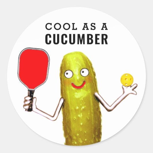 ピクルボールスポーツスローガンクラシックラウンドステッカー ラウンドシール (正面)