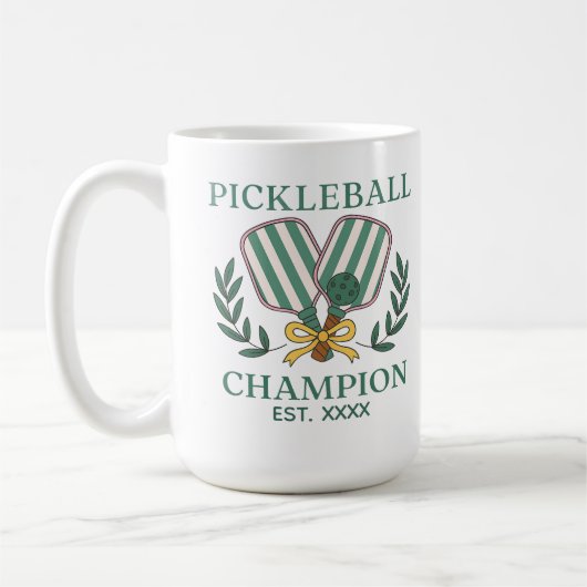 ピクルボールチャンピオン設立年カスタム コーヒーマグカップ (左)