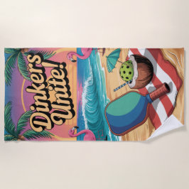 ピクルボールディンカーユナイズフラミンゴパドル ビーチタオル