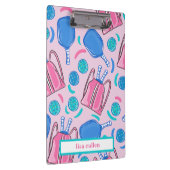 ピクルボールパドルとボールピンクカスタム クリップボード (右)