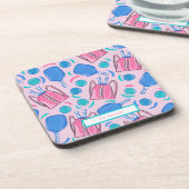 ピクルボールパドルとボールピンク名門私立校風のカスタム コースター (左側)