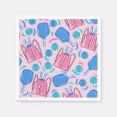 ピクルボールパドルとボールピンク名門私立校風の色 スタンダードカクテルナプキン (正面)