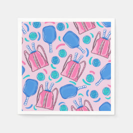 ピクルボールパドルとボールピンク名門私立校風の色 スタンダードカクテルナプキン