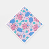 ピクルボールパドルとボールピンク名門私立校風の色 スタンダードランチョンナプキン (角)