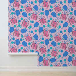 ピクルボールパドルとボールピンク名門私立校風の色 壁紙