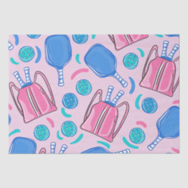 ピクルボールパドルとボールピンク名門私立校風の色 薄葉紙