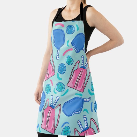ピクルボールパドルとボールブルーキッチン エプロン (インサイチュ)