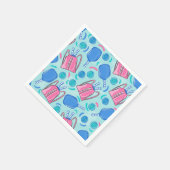 ピクルボールパドルとボールブルー スタンダードカクテルナプキン (角)