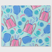 ピクルボールパドルとボールブルー ラッピングペーパー (フラット)