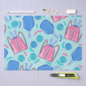 ピクルボールパドルとボールブルー 薄葉紙 (クラフト)