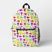 ピクルボールパドルイエローピックボールカラフル プリントバックパック (正面)