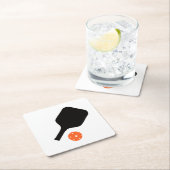 ピクルボールパドル&オレンジピックボール スクエアペーパーコースター (インサイチュ)