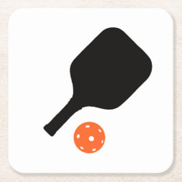 ピクルボールパドル&オレンジピックボール スクエアペーパーコースター
