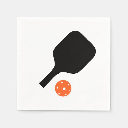 ピクルボールパドル&オレンジピックボール スタンダードカクテルナプキン (正面)