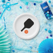 ピクルボールパドル&オレンジピックボール ペーパープレート (パーティー)