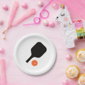 ピクルボールパドル&オレンジピックボール ペーパープレート (パーティー)