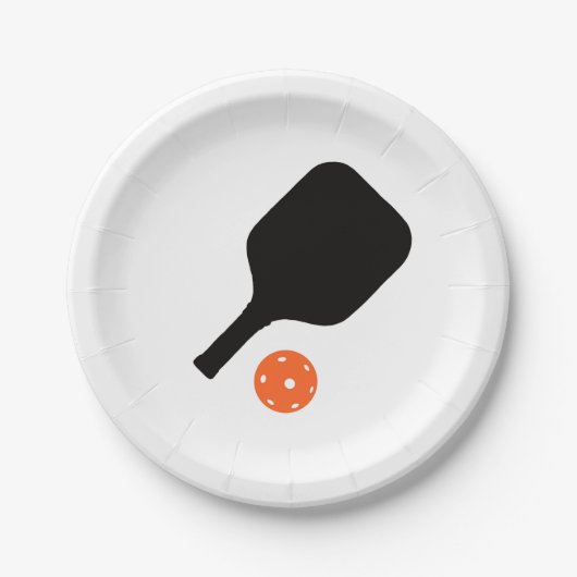 ピクルボールパドル&オレンジピックボール ペーパープレート (正面)