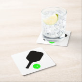 ピクルボールパドル&グリーンボール スクエアペーパーコースター (インサイチュ)