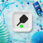 ピクルボールパドル&グリーンボール ペーパープレート (パーティー)