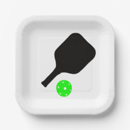 ピクルボールパドル&グリーンボール ペーパープレート