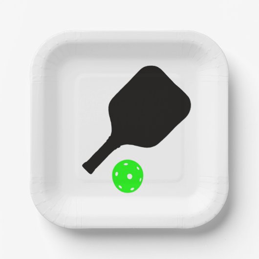 ピクルボールパドル&グリーンボール ペーパープレート (正面)