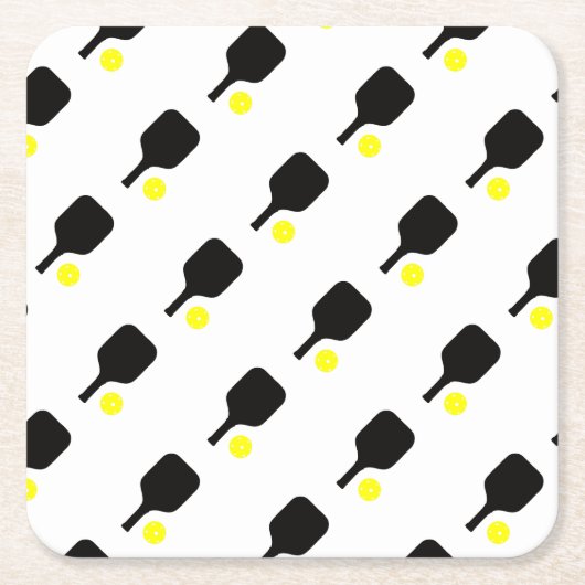 ピクルボールパドル&ボール スクエアペーパーコースター (正面)