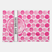 ピクルボールピンク&ホワイトピックルパーソナライズされたボール キッチンタオル (横)