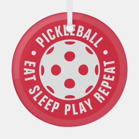 ピクルボールファンガラスクリスマスツリーオーナメントギフト ガラスオーナメント (正面)