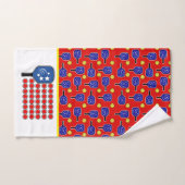 ピクルボールブルーパドルイエローボール7月4日 ハンドタオル (ハンドタオル)