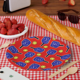 ピクルボールブルーパドルイエローボール7月4日 ペーパープレート