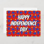 ピクルボールブルーパドルイエローボール7月4日 ポストカード (正面/裏面)