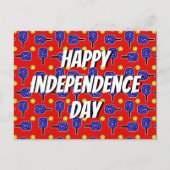 ピクルボールブルーパドルイエローボール7月4日 ポストカード (正面)