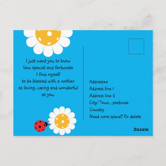 ピクルボールママの母のカスタム日、色 ポストカード (裏面)