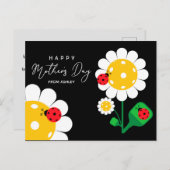 ピクルボールママの母の日黒 ポストカード (正面/裏面)