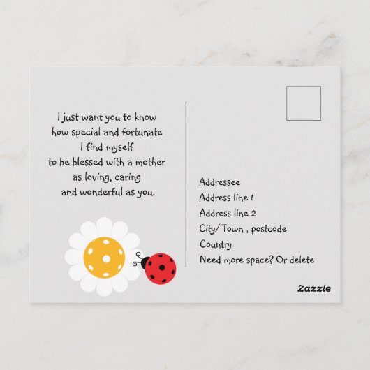 ピクルボールママの母の日黒 ポストカード (裏面)