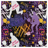 ピクルボールミックス – 紫、ピンク、黒の黄色 ファブリック (クローズアップ)