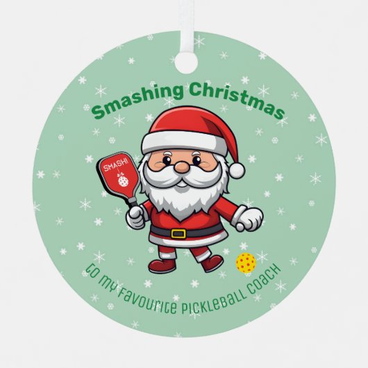 ピクルボールメリークリスマスメタルオーナメント メタルオーナメント (正面)