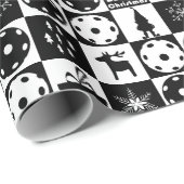 ピクルボールメリークリスマス🎄白黒 ラッピングペーパー (ロールコーナー)