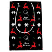  ピクルボールメリークリスマス🎄黒を包む  ミディアムペーパーバッグ (正面)