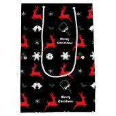  ピクルボールメリークリスマス🎄黒を包む  ミディアムペーパーバッグ (裏面)