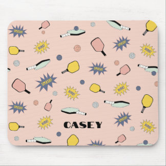 ピクルボールモノグラムあなたの名前を追加おもしろい カラフル マウスパッド