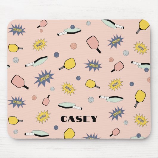 ピクルボールモノグラムあなたの名前を追加おもしろい カラフル マウスパッド (正面)
