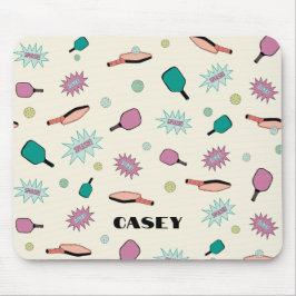 ピクルボールモノグラムあなたの名前を追加おもしろい カラフル マウスパッド