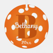 ピクルボールモノグラム名オレンジ メタルオーナメント (裏面)