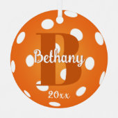 ピクルボールモノグラム名オレンジ メタルオーナメント (正面)