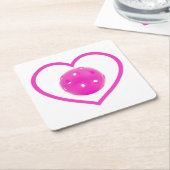 ピクルボールラブピンクピックルボールスポーツピンク スクエアペーパーコースター (アングル)