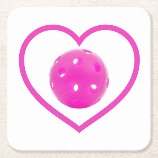 ピクルボールラブピンクピックルボールスポーツピンク スクエアペーパーコースター (正面)